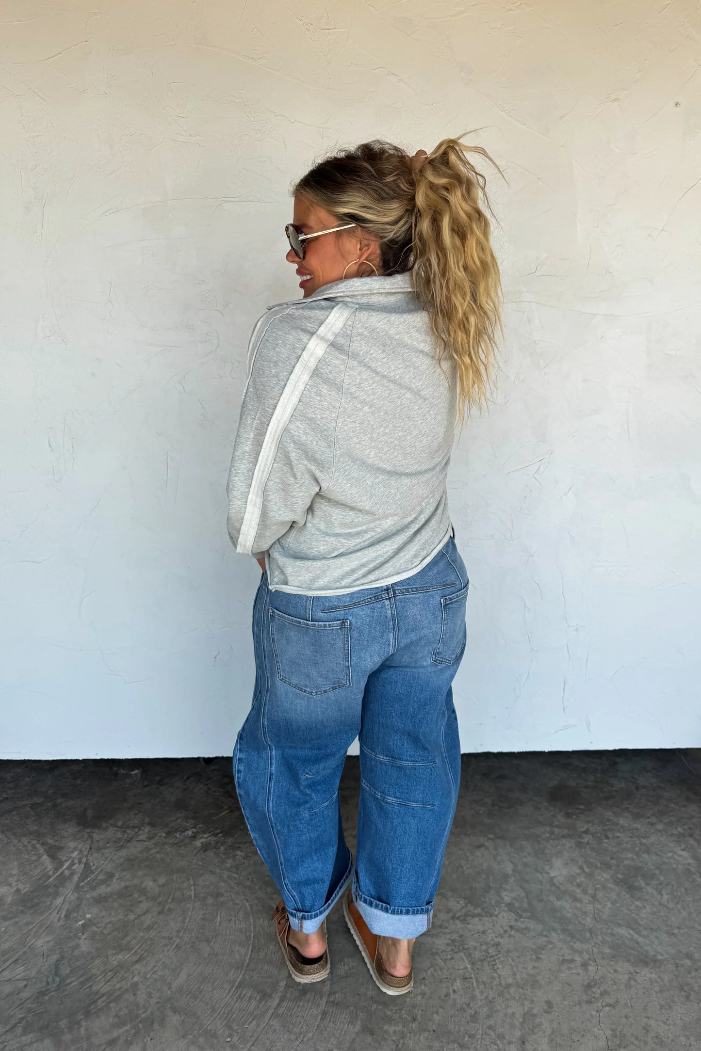 PREORDER: Longer Length Marley Snap Button Sweatshirt