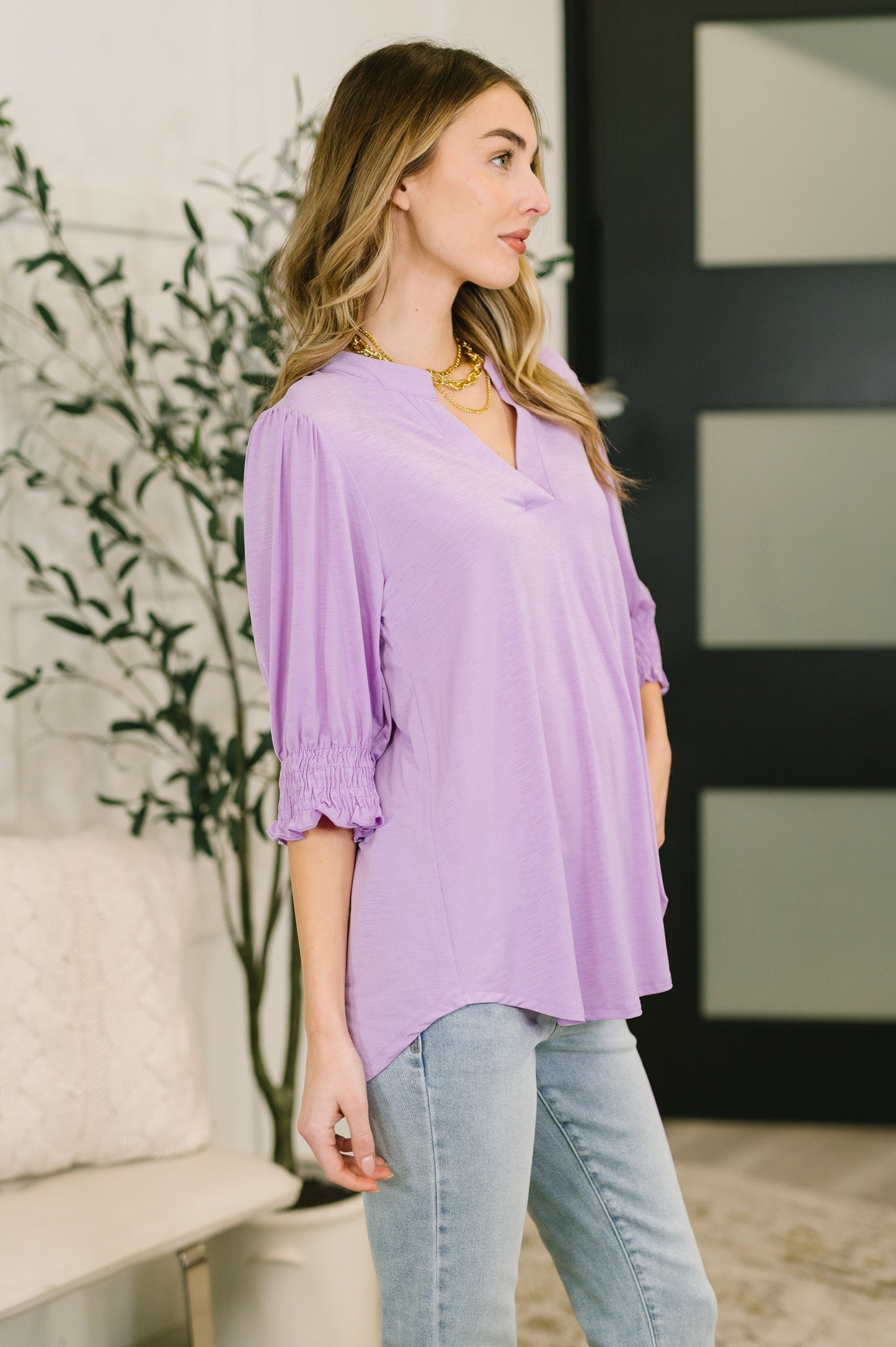 Lizzy Smock Top in Orchid Bloom