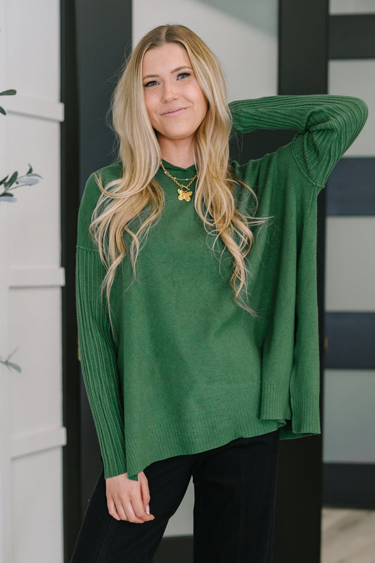 Running Late Hooded Long Sleeve in Dark Green