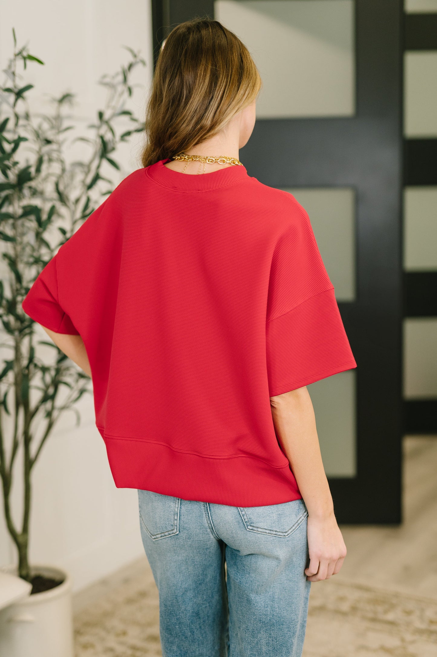 Sense of Clarity Boxy Top in Ruby