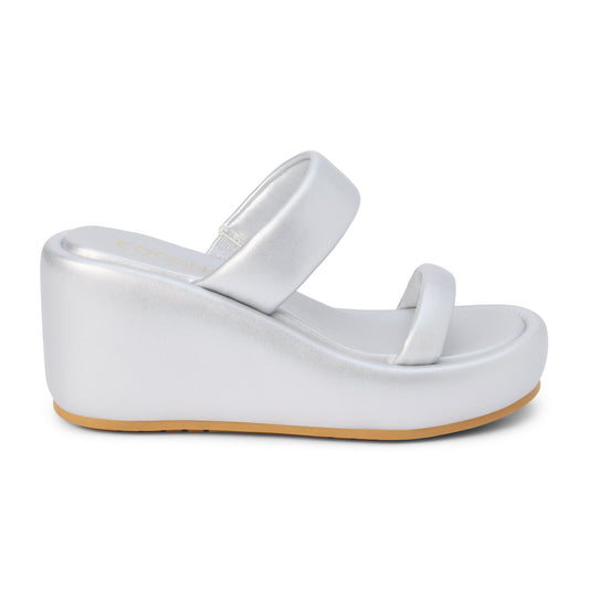 Unique Wedge Sandal in Silver