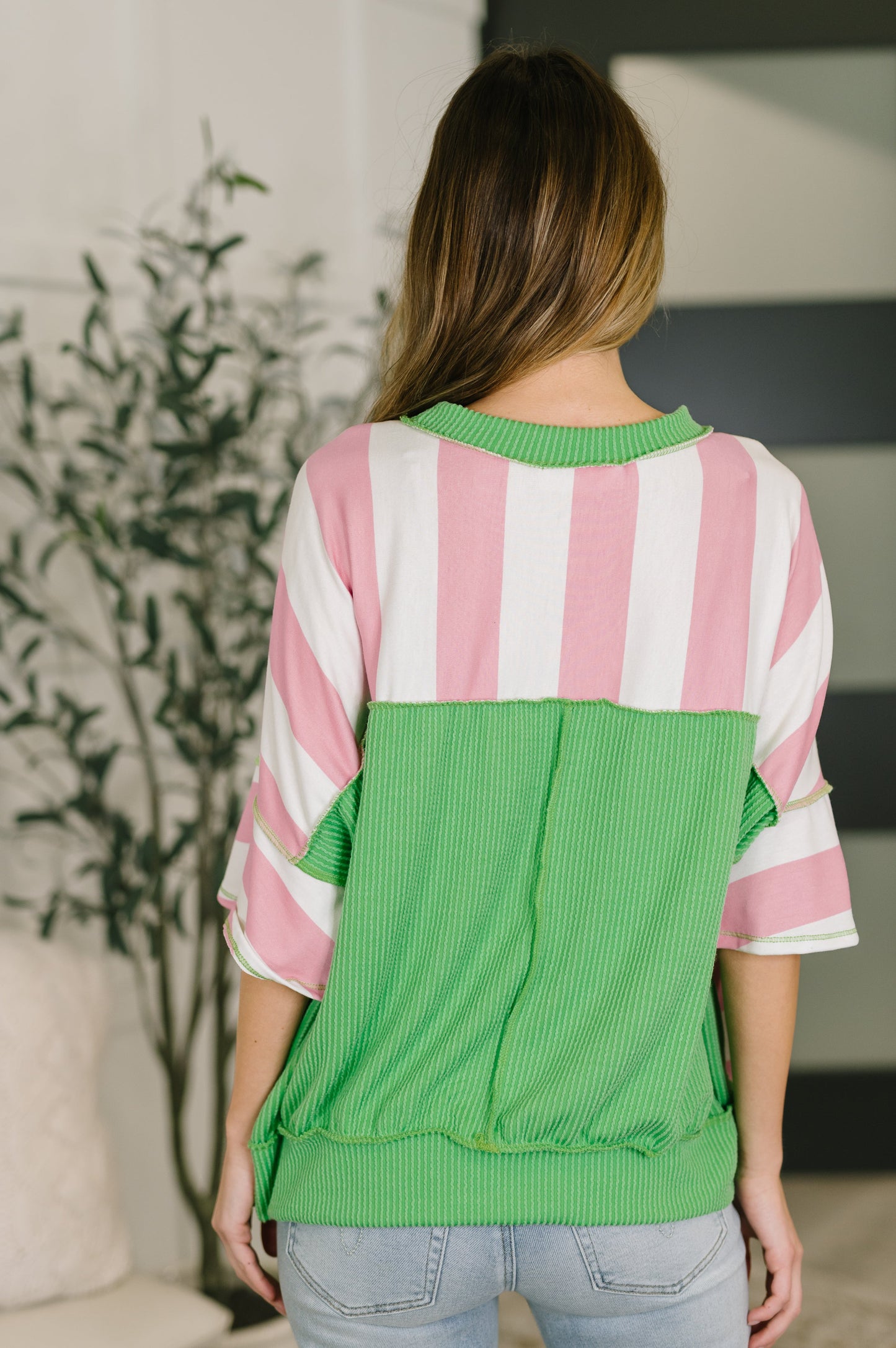 What's a Girl to Do Contrast Trim Relaxed Top