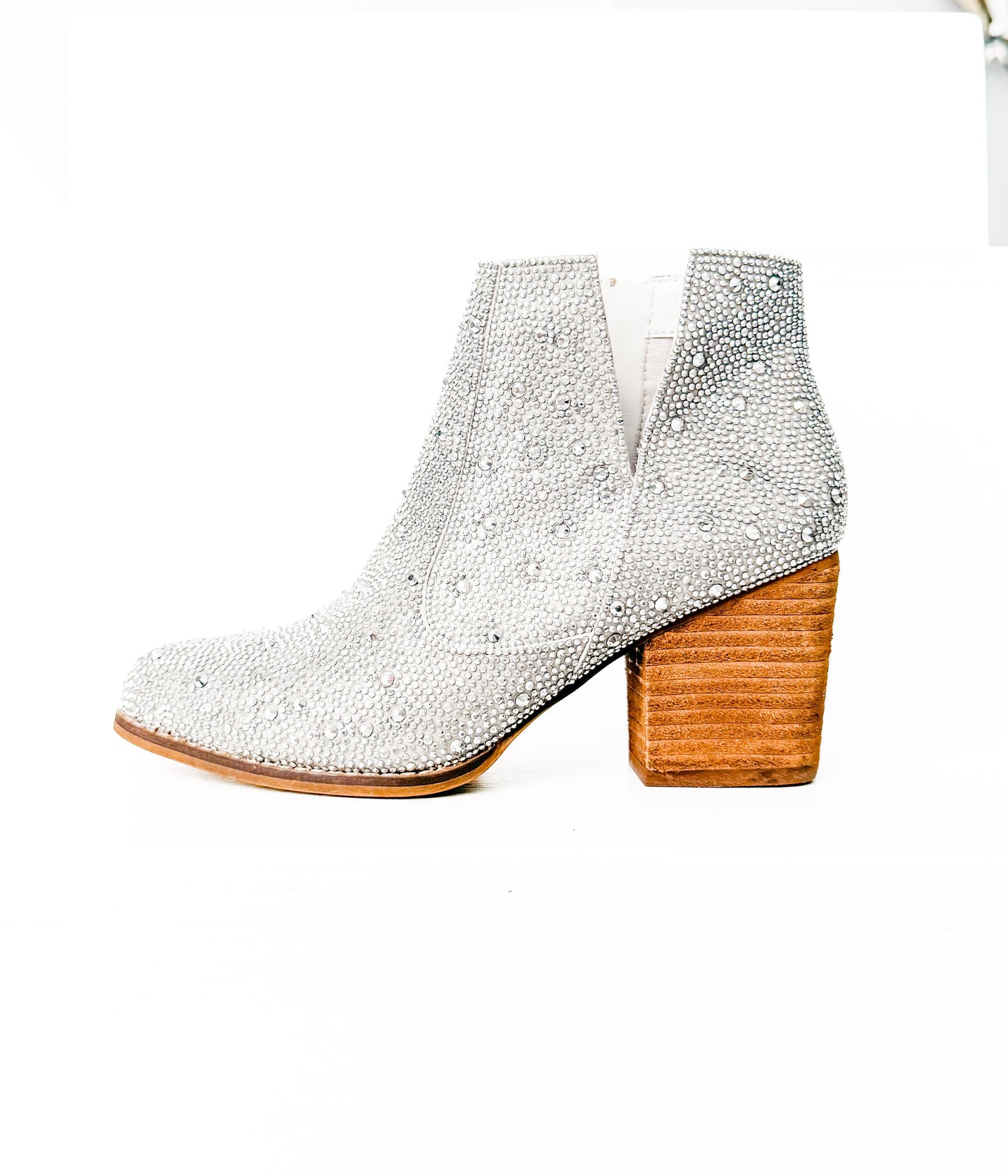 Shine Star Rhinestone Bootie in Silver